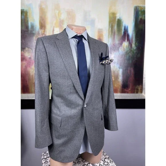 42R Hartmanns Custom Gray 2 Piece Suit - Pants 36/30 Italian Wool Mens Italian